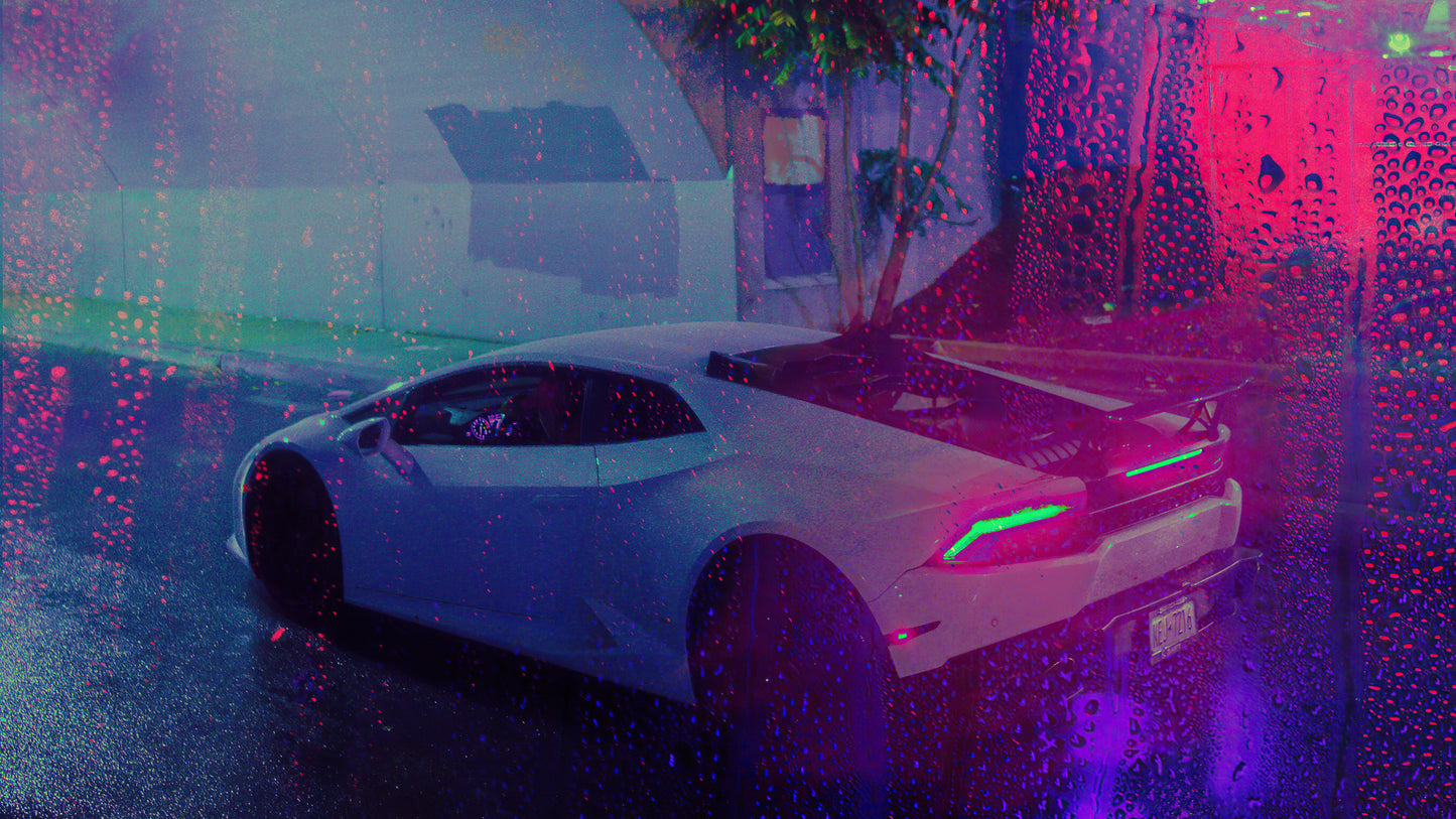 Lambo Double Exposure Automotive Art Print